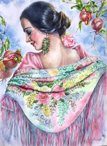 Malerei mit dem Titel "Granada." von Nataliia Savchuk, Original-Kunstwerk, Aquarell