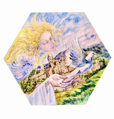 Pintura intitulada "Angels of Urbino." por Nataliia Savchuk, Obras de arte originais, Aquarela