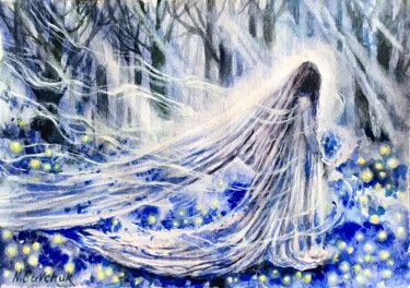 Painting titled "Ghost Bride. Night…" by Nataliia Savchuk, Original Artwork, Watercolor