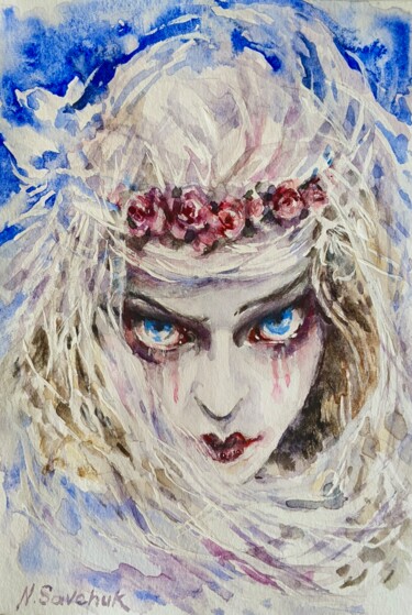 Pintura intitulada "Ghost Bride. The fa…" por Nataliia Savchuk, Obras de arte originais, Aquarela