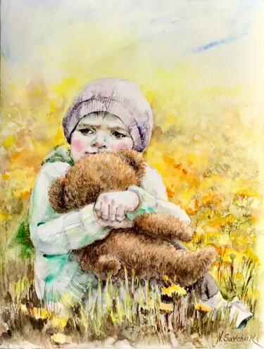 Painting titled "Friend." by Nataliia Savchuk, Original Artwork, Watercolor