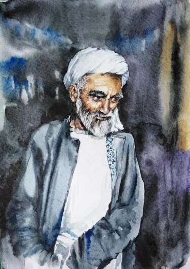 Painting titled "Portrait of an Indi…" by Nataliia Savchuk, Original Artwork, Watercolor