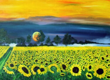 "Yellow sunny flower…" başlıklı Tablo Nataliia Zablotskaya tarafından, Orijinal sanat, Petrol