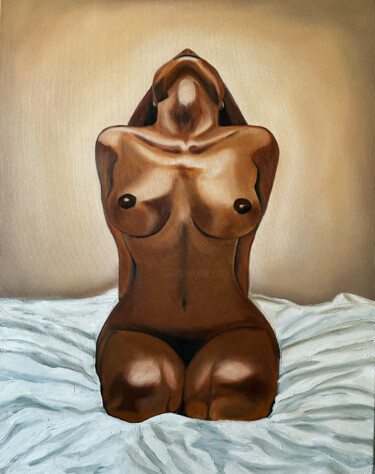 Pintura intitulada "Erotic black nudity…" por Nataliia Zablotskaya, Obras de arte originais, Óleo Montado em Armação em made…