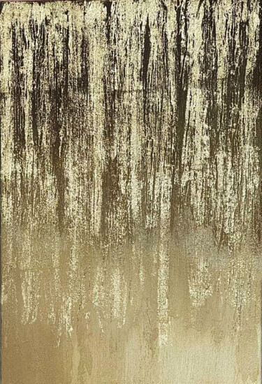 Painting titled ""Golden Rain". Abst…" by Nataliia Zablotskaya, Original Artwork, Acrylic