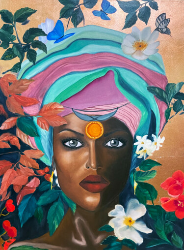 Pintura titulada ""Portrait african w…" por Nataliia Zablotskaya, Obra de arte original, Oleo