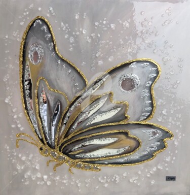 Painting titled "Gold silver mirror…" by Nataliia Krykun, Original Artwork, Acrylic