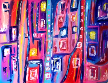 Painting titled "GEOMETRIC LOVE, XXL…" by Nataliia Krykun, Original Artwork, Oil Mounted on Wood Stretcher frame