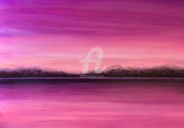 Картина под названием "Lilac landscape, se…" - Nataliia Krykun, Подлинное произведение искусства, Акрил Установлен на Деревя…