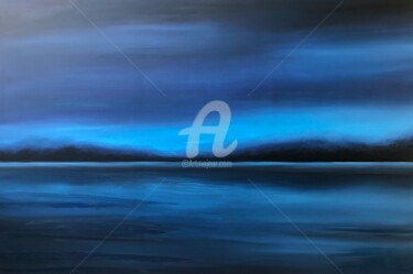 Schilderij getiteld "Blue abstract lands…" door Nataliia Krykun, Origineel Kunstwerk, Olie Gemonteerd op Frame voor houten b…