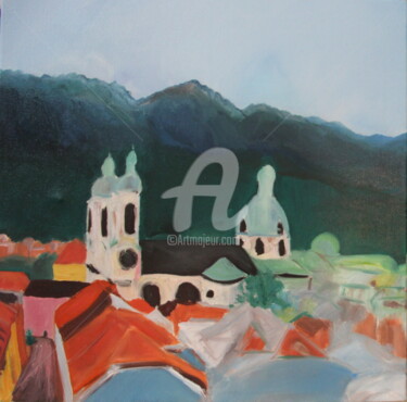 Painting titled "Innsbruck, original…" by Nataliia Krykun, Original Artwork, Acrylic Mounted on Wood Stretcher frame