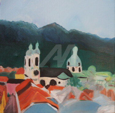 Painting titled "Innsbruck, original…" by Nataliia Krykun, Original Artwork, Acrylic Mounted on Wood Stretcher frame