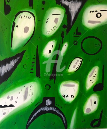Ζωγραφική με τίτλο ""Green freedom" XXL…" από Nataliia Krykun, Αυθεντικά έργα τέχνης, Ακρυλικό Τοποθετήθηκε στο Ξύλινο φορεί…