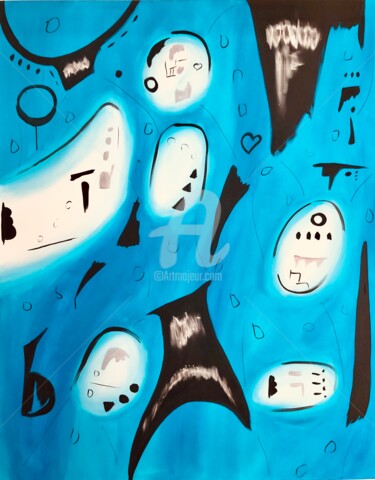 Schilderij getiteld "„Blue freedom“ XXXL…" door Nataliia Krykun, Origineel Kunstwerk, Acryl Gemonteerd op Frame voor houten…