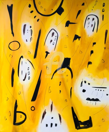 Painting titled ""Yellow freedom" XX…" by Nataliia Krykun, Original Artwork, Acrylic Mounted on Wood Stretcher frame