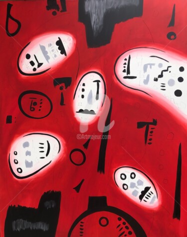 Pintura titulada "„Red freedom“ XXXL…" por Nataliia Krykun, Obra de arte original, Acrílico Montado en Bastidor de camilla d…