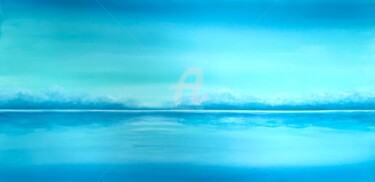 Ζωγραφική με τίτλο "“Blue Lake Müritz i…" από Nataliia Krykun, Αυθεντικά έργα τέχνης, Ακρυλικό Τοποθετήθηκε στο Ξύλινο φορεί…