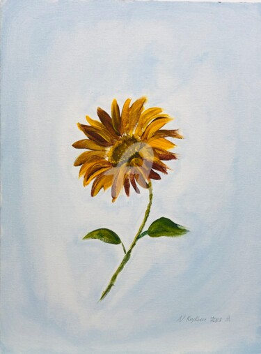 Pintura titulada "Sunflower in Air," por Nataliia Krykun, Obra de arte original, Acrílico Montado en Cartulina