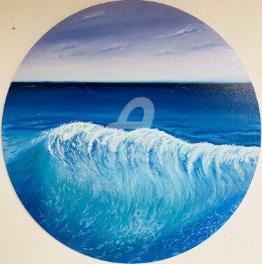 Картина под названием "Ocean wave - sky li…" - Nataliia Krykun, Подлинное произведение искусства, Масло Установлен на Деревя…