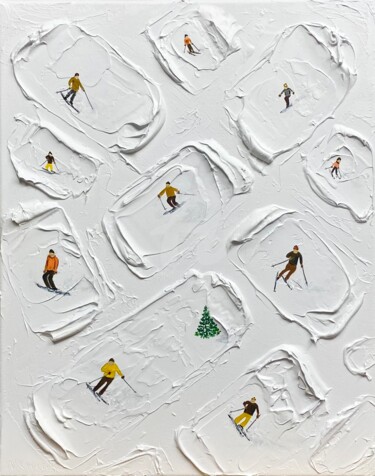 Painting titled "Series "Alpine Skii…" by Nataliia Krykun, Original Artwork, Acrylic Mounted on Wood Stretcher frame