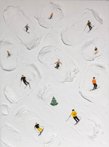 Scultura intitolato "Series "Alpine Skii…" da Nataliia Krykun, Opera d'arte originale, Acrilico Montato su Telaio per barell…