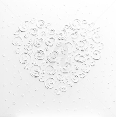 Картина под названием "Heart in white - Lo…" - Nataliia Krykun, Подлинное произведение искусства, Акрил Установлен на Деревя…