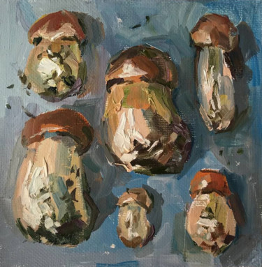 Malarstwo zatytułowany „Mushrooms. Original…” autorstwa Natali Myasnikova, Oryginalna praca, Olej