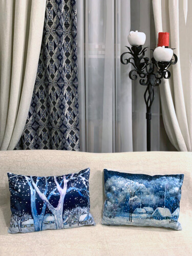 Textile Art titled "Sofa cushion 2" by Nataliy Korobova, Original Artwork, Fabric