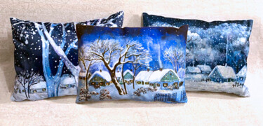 Textile Art titled "Sofa cushion 3" by Nataliy Korobova, Original Artwork, Fabric