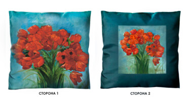 Textile Art titled "SOFA CUSHION 11" by Nataliy Korobova, Original Artwork, Fabric