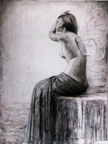 Malerei mit dem Titel "Psyche" von Nataliya Bagatskaya, Original-Kunstwerk, Kohle