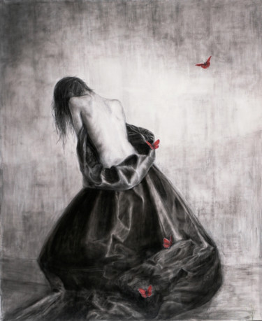 Картина под названием "Princess" - Nataliya Bagatskaya, Подлинное произведение искусства, Древесный уголь