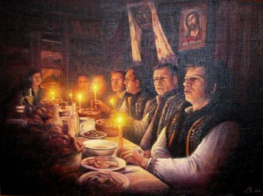 Painting titled "Молитва" by Nataliya Bagatskaya, Original Artwork, Oil
