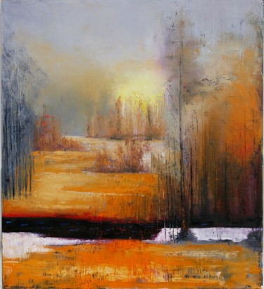 Malerei mit dem Titel "The First Snow" von Nataliya Bagatskaya, Original-Kunstwerk, Öl