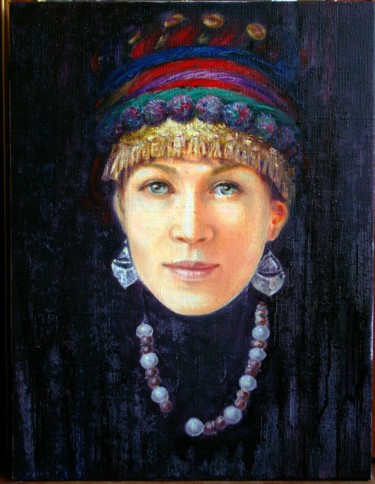 Painting titled "Girl from the Carpa…" by Nataliya Bagatskaya, Original Artwork, Oil