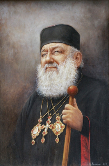 Painting titled "Lyubomyr Huzar - Pa…" by Nataliya Bagatskaya, Original Artwork, Oil