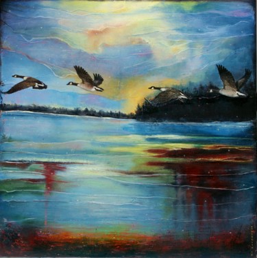Pittura intitolato "And the Ducks are a…" da Nataliya Bagatskaya, Opera d'arte originale, Olio