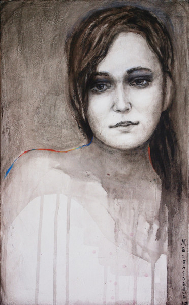 Картина под названием "Portrait of a Girl…" - Nataliya Bagatskaya, Подлинное произведение искусства, Акрил