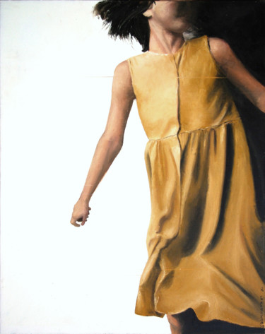 Картина под названием "Girl in a Yellow Dr…" - Nataliya Bagatskaya, Подлинное произведение искусства, Масло