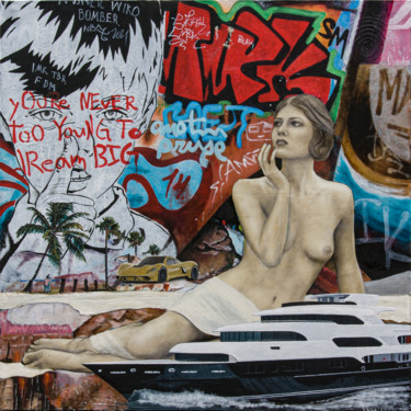 Картина под названием "Street Art Nude Wom…" - Nataliya Bagatskaya, Подлинное произведение искусства, Акрил
