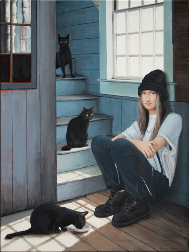 Картина под названием "The Cats" - Nataliya Bagatskaya, Подлинное произведение искусства, Акрил