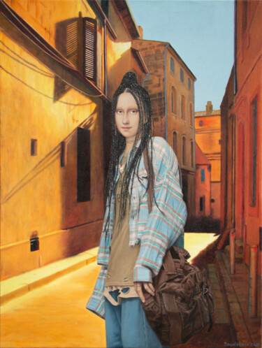 Картина под названием "By the Streets of t…" - Nataliya Bagatskaya, Подлинное произведение искусства, Акрил