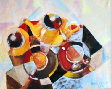 Картина под названием "Чаепитие" - Begisheva, Подлинное произведение искусства, Масло