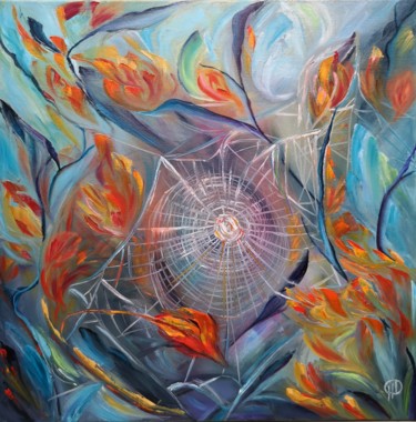 Painting titled "Autumn network" by Natalie Demina, Original Artwork, Oil