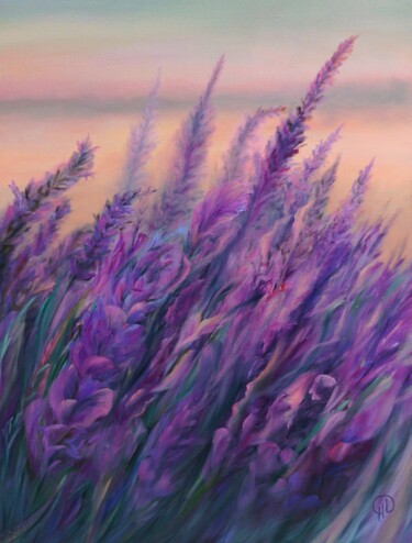 Malarstwo zatytułowany „Lavender Breeze” autorstwa Natalie Demina, Oryginalna praca, Olej Zamontowany na Drewniana rama noszy