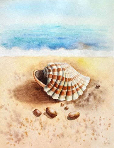 Картина под названием "Shell" - Nataliya Gulina, Подлинное произведение искусства, Акварель