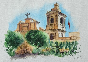 Schilderij getiteld "Malta" door Nataliya Gulina, Origineel Kunstwerk, Aquarel