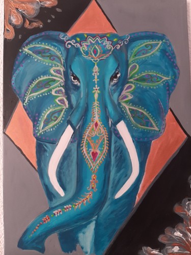 Pintura titulada "Elefante hindu" por Nataliya Tarasyuk, Obra de arte original, Acrílico