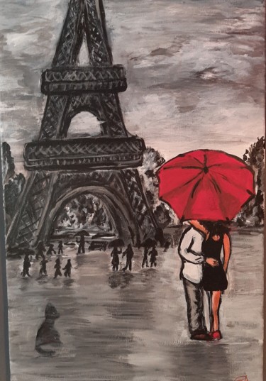 Pintura titulada "Pareja en Paris" por Nataliya Tarasyuk, Obra de arte original, Acrílico