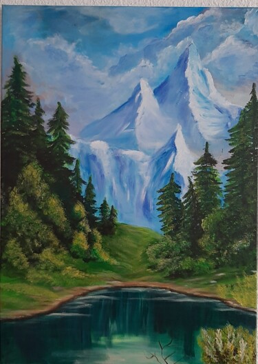 Pintura titulada "Montañas (Зима,горы)" por Nataliya Tarasyuk, Obra de arte original, Acrílico